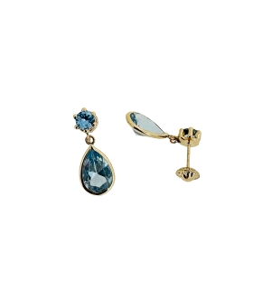 PENDIENTES MUJER AGUA MARINA ORO 18 KTES                                                            