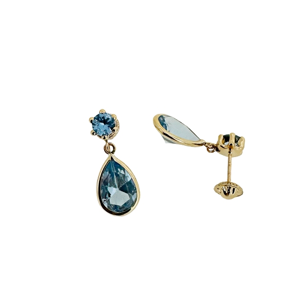 PENDIENTES MUJER AGUA MARINA ORO 18 KTES                                                            