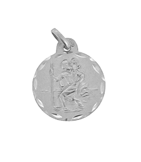 MEDALLA SAN CRISTOBAL PLATA 1ª LEY 21 MM                                                            