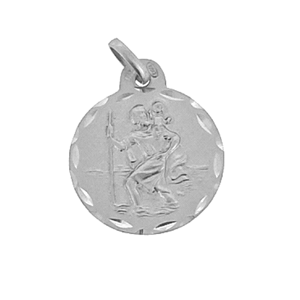 MEDALLA SAN CRISTOBAL PLATA 1ª LEY 21 MM                                                            