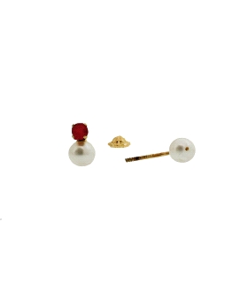 PENDIENTES PERLA / CORAL ORO 18 KTES.                                                               