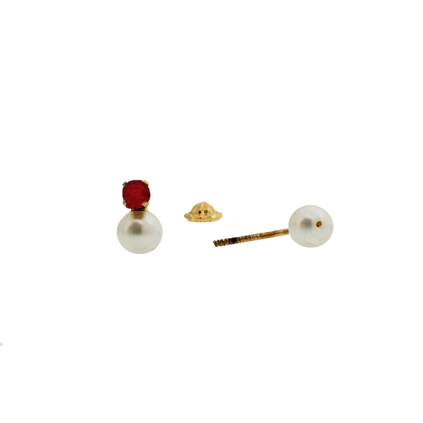 PENDIENTES PERLA / CORAL ORO 18 KTES.                                                               