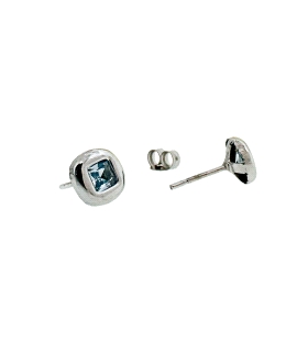 PENDIENTES UNISEX AGUA MARINA ORO 18 KTE                                                            