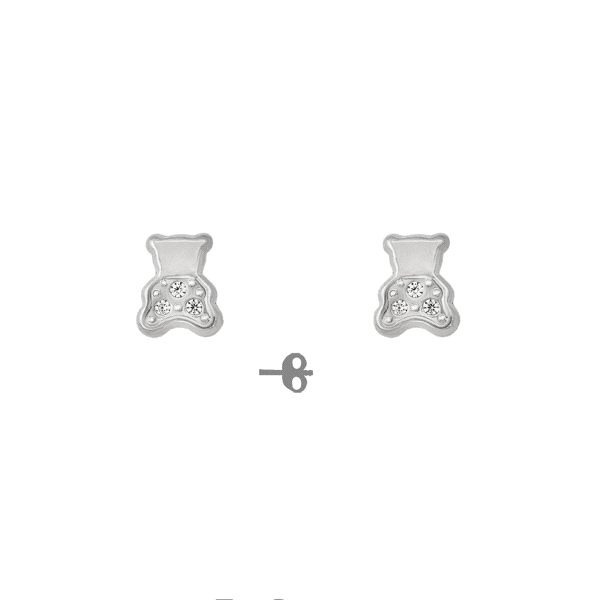 PENDIENTES OSITO PLATA 1ª LEY 6 X 5 MM.                                                             