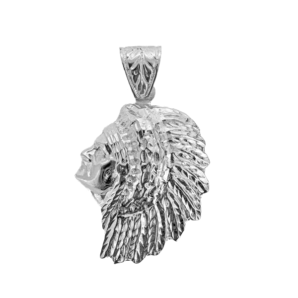 COLGANTE INDIO HOMBRE PLATA 1ª LEY 38X32                                                            