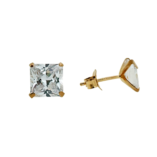 PENDIENTES UNISEX PLATA 1ª LEY 8 X 8 MM