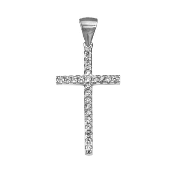 COLGANTE CRUZ PLATA 1ª LEY 25 X 15 MM.                                                              