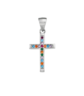 COLGANTE CRUZ PLATA 1ª LEY 19 X 13 MM.                                                              