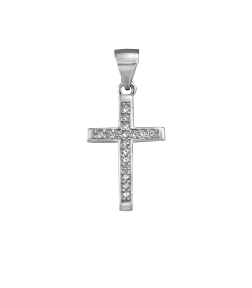 COLGANTE CRUZ PLATA 1ª LEY 19 X 13 MM.                                                              
