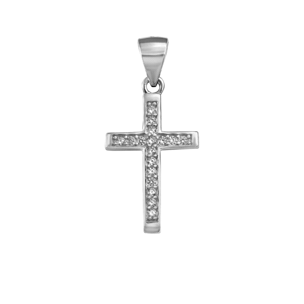 COLGANTE CRUZ PLATA 1ª LEY 19 X 13 MM.                                                              
