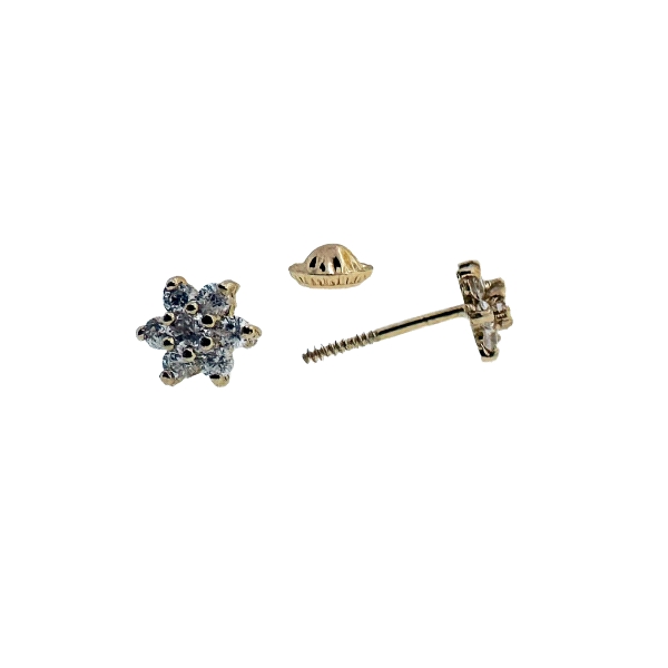 PENDIENTE CUAJO ORO 1ª LEY 6 MM ZIRCONIT