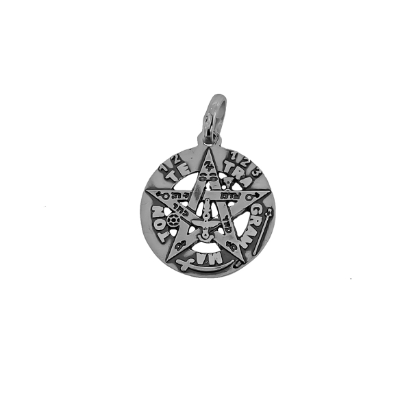 COLGANTE TETRAGRAMATON PLATA 1ª LEY  21 MM.