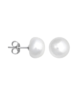 PENDIENTES PERLA BOTON PLATA 1ª LEY 10 -                                                            