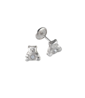 PENDIENTES NIÑA OSITO PLATA 1ª LEY 6 X 6                                                            