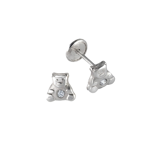 PENDIENTES NIÑA OSITO PLATA 1ª LEY 6 X 6                                                            