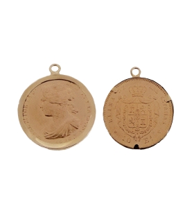 CERCO MONEDA ORO 18 KTES. 18 MM 3 GARRAS                                                            