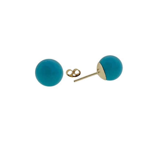 PENDIENTES TURQUESA ORO 18 KTES. 9 MM.                                                              