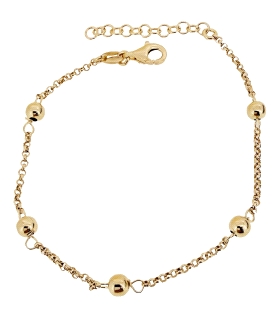PULSERA CADENA ROLO + BOLAS  3 MM. PLATA                                                            