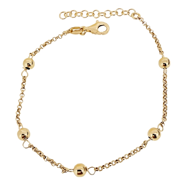 PULSERA CADENA ROLO + BOLAS  3 MM. PLATA                                                            