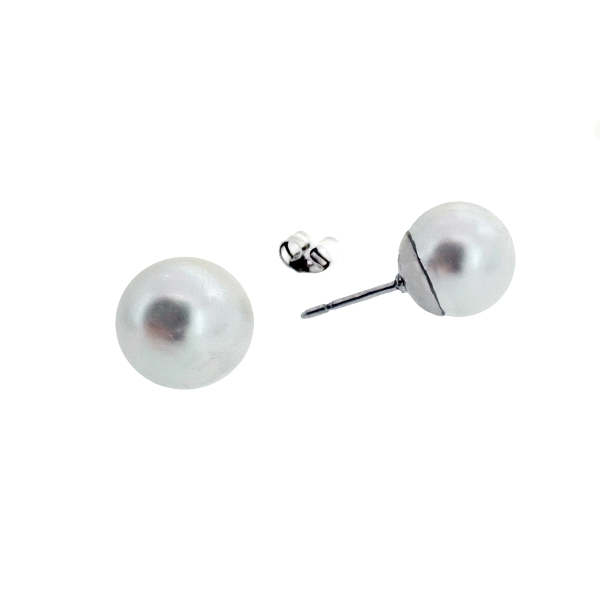 PENDIENTES PERLA SHELL PLATA 1ª LEY 11 M                                                            