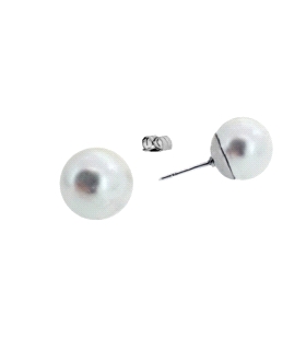 PENDIENTES PERLA SHELL PLATA 1ª LEY 12 M