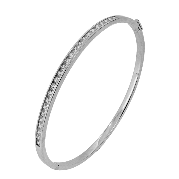 PULSERA MUJER RIGIDA ORO BLANCO 18 KTES                                                             