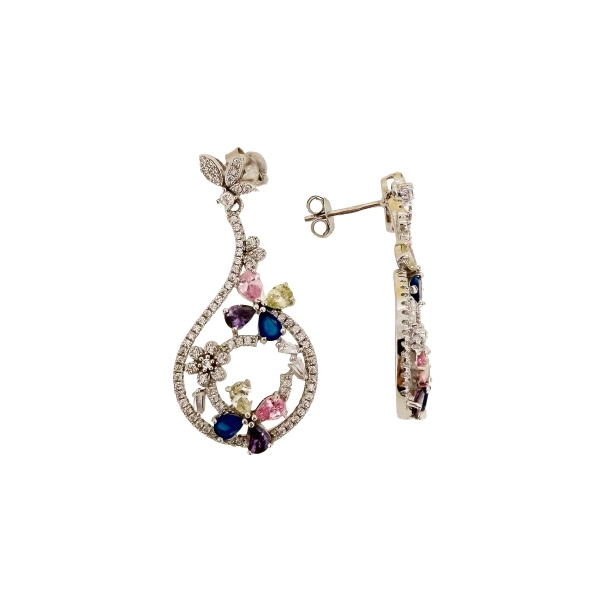 PENDIENTE MODA PLATA 1ª LEY ZIRCONITAS