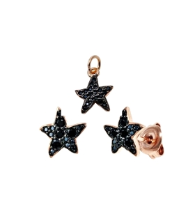 PENDIENTE ESTRELLA PLATA ROSA 1ª LEY ZIR