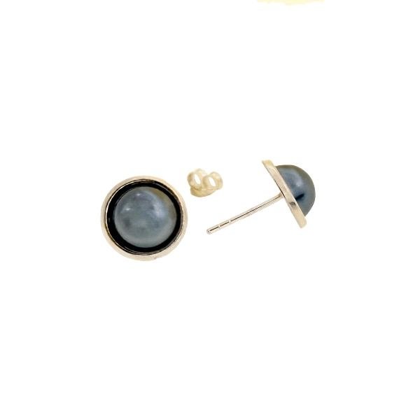 PENDIENTES PERLA SINTETICA GRIS PLATA