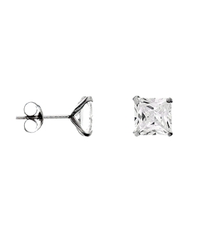 PENDIENTES UNISEX PLATA 1ª LEY 8 X 8 MM                                                             