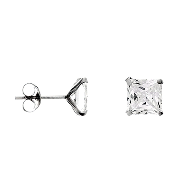 PENDIENTES UNISEX PLATA 1ª LEY 8 X 8 MM                                                             