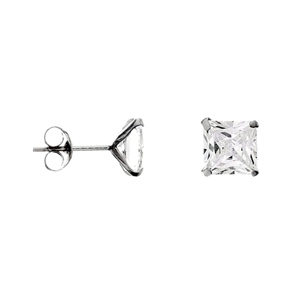 PENDIENTES UNISEX PLATA 1ª LEY 7 X 7 MM                                                             