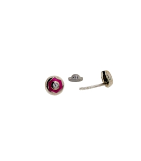 PENDIENTES HEXAGONO ESMLATE ROSA PLATA                                                              