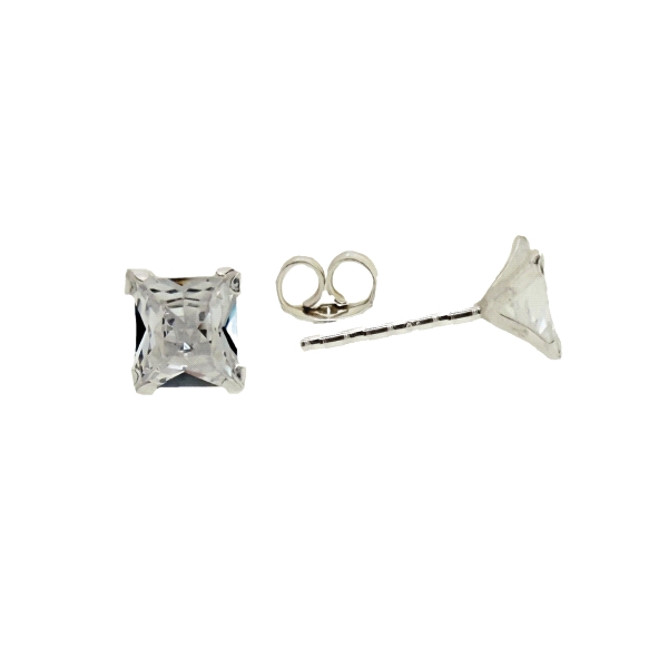 PENDIENTES UNISEX PLATA 1ª LEY 8 X 8 MM.                                                            
