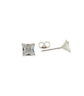 PENDIENTES UNISEX PLATA 1ª LEY 6 X 6 MM.                                                            
