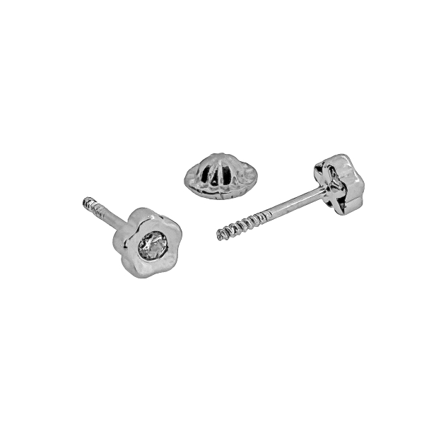 PENDIENTE NIÑA UNISEX FLOR PLATA 1ª LEY                                                             