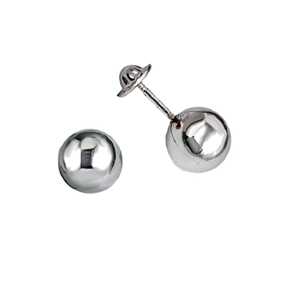 PENDIENTE BOLA 6 MM PLATA 1ª LEY RODIADA                                                            