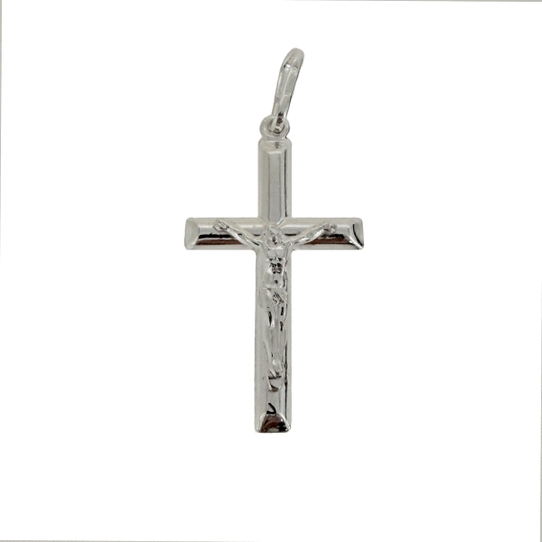 COLGANTE CRUZ CON CRISTO PLATA 1ª LEY 35                                                            