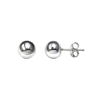 PENDIENTE BOLA 7 MM PLATA 1ª LEY RODIADA