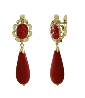 PENDIENTES CORAL CATALAN  ORO 18 KTES. 39 X 16 X 11.50