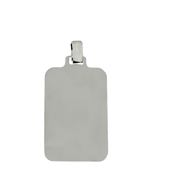 COLGANTE PLACA BRILLO PLATA 1ª LEY 29 X 20 X 1 MM.
