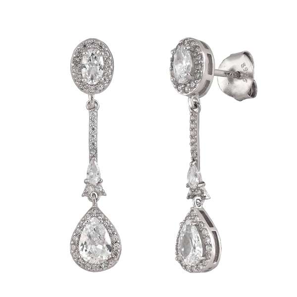 PENDIENTES BODA PLATA 1ª LEY 33X 8 MM                                                               