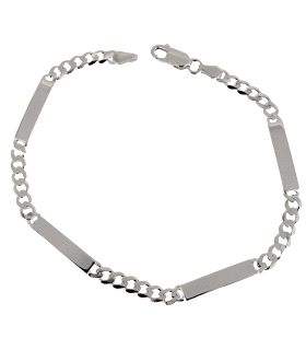 PULSERA 4 PLACAS PLATA 1ª LEY 4 X 20 CM.                                                            