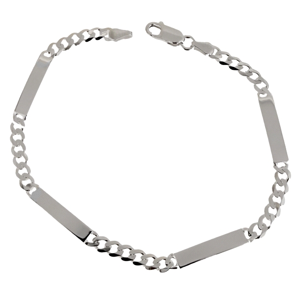 PULSERA 4 PLACAS PLATA 1ª LEY 4 X 20 CM.                                                            