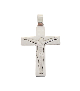 COLGANTE CRUZ CON CRISTO PLATA 1ª LEY                                                               