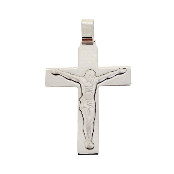 COLGANTE CRUZ CON CRISTO PLATA 1ª LEY                                                               