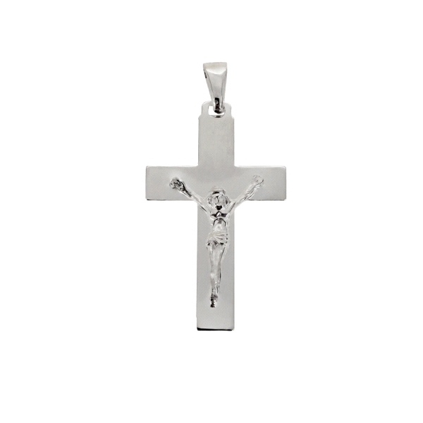 COLGANTE CRUZ CON CRISTO PLATA 1ª LEY                                                               