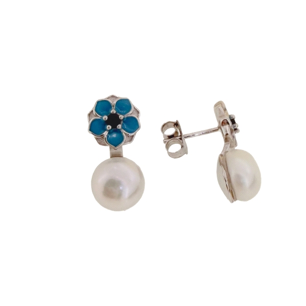 PENDIENTES PERLA PLATA 1ª LEY 9.50 MM.