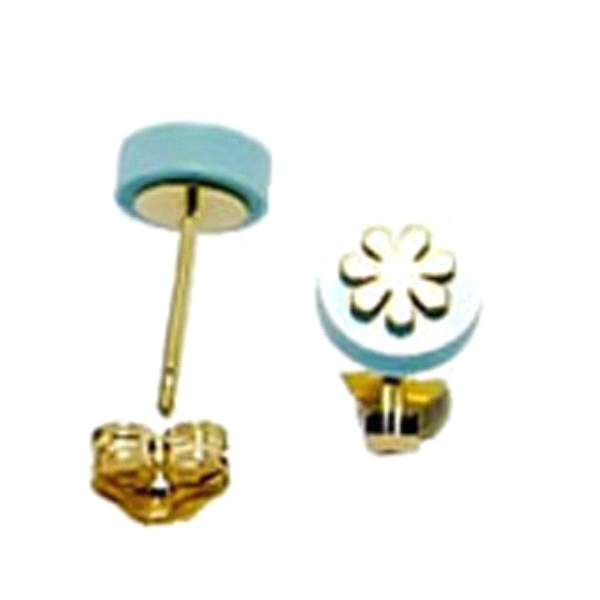 PENDIENTES FLOR NACAR ORO 18 KTES. 6 MM.