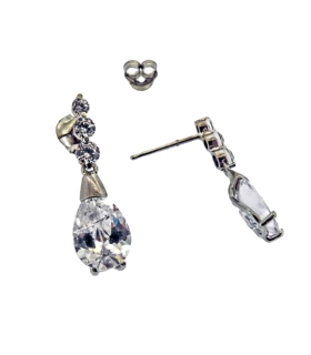 PENDIENTES NOVIA ORO BLANCO 18 KTES.                                                                